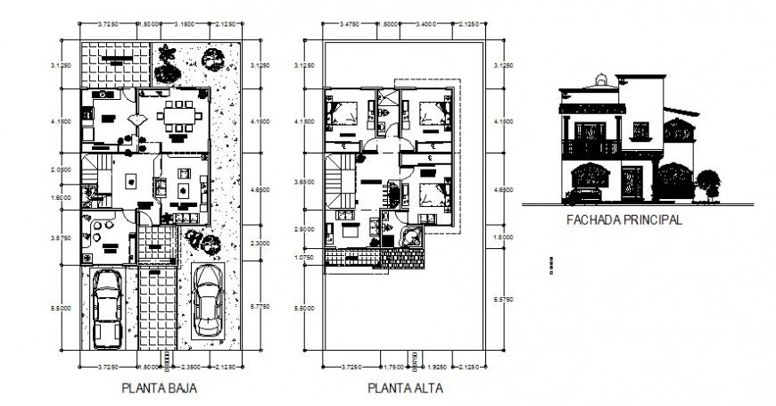 Residential two-story bungalow drawings autocad file