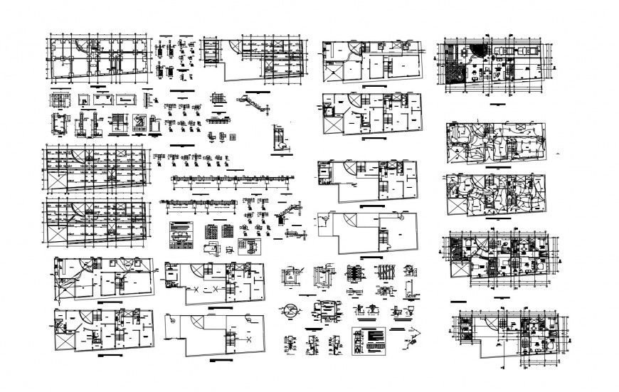 Residential two story house building detailed architecture project dwg file
