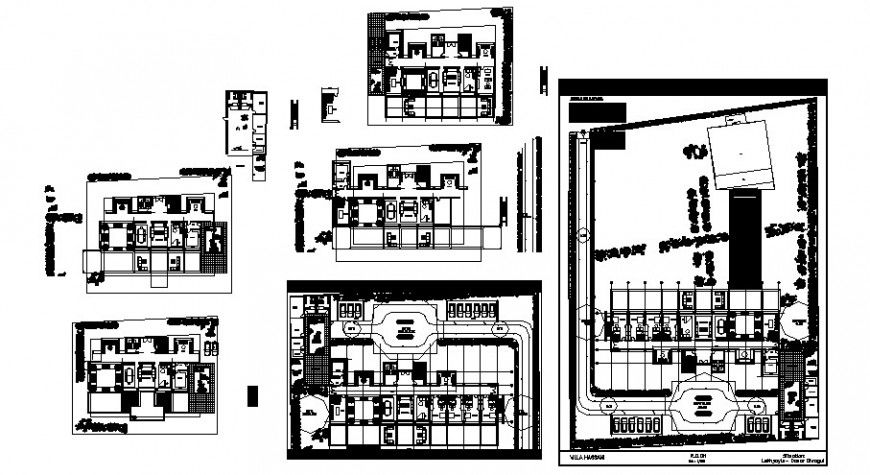 Residential villa detail drawings 2d view work plan in autocad