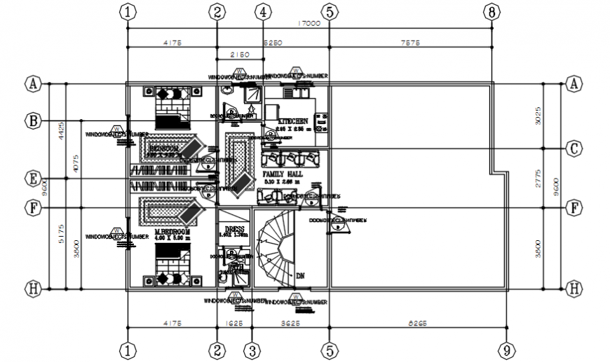 Residential villa Third floor plan with furniture cad drawing details dwg file
