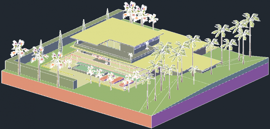 Residential villa type house 3d model cad drawing details dwg file