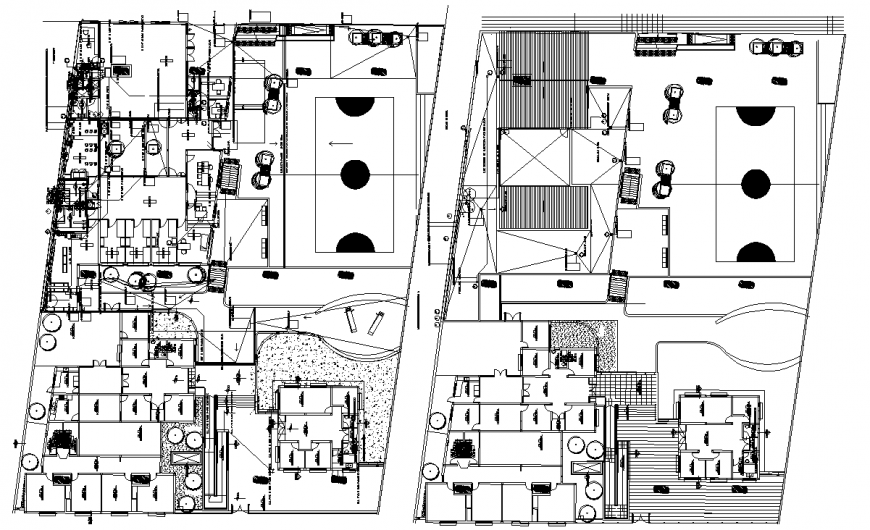Resort and club house floor plan drawing in dwg file.