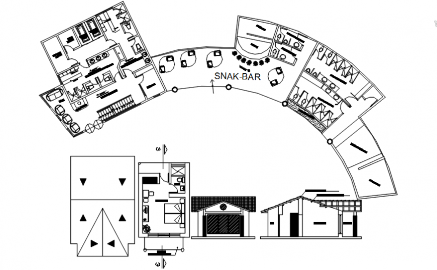 Resort bar view top plan