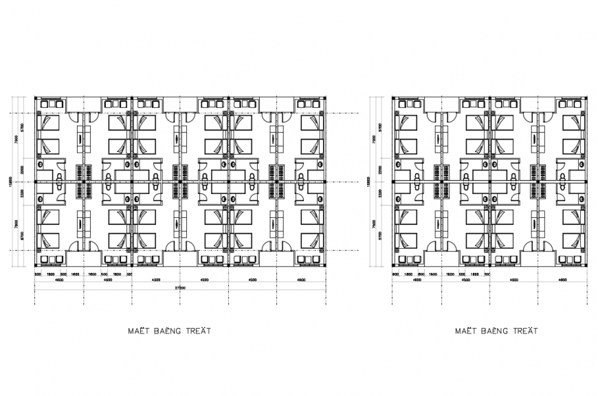 Resort bedrooms layout plan and furniture layout plan details dwg file