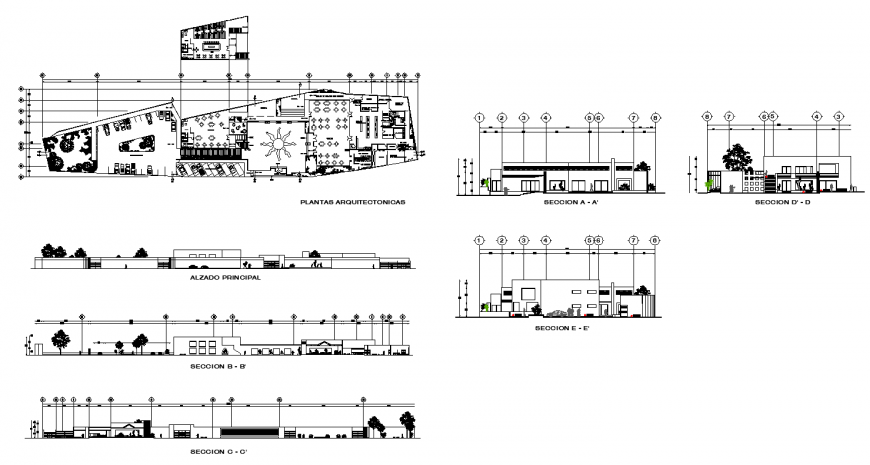 Resort building structure working plan layout file