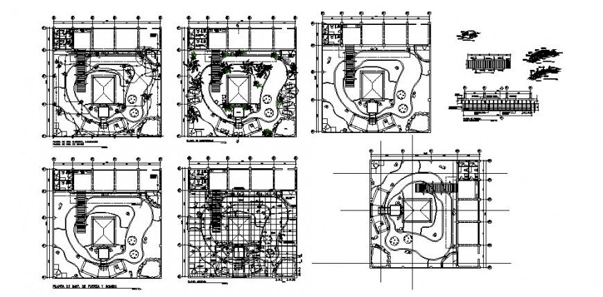 Resort building working plan detail drawing in AutoCAD