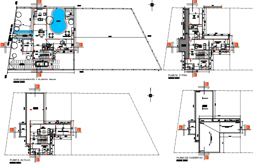 Resort layout plan autocad file