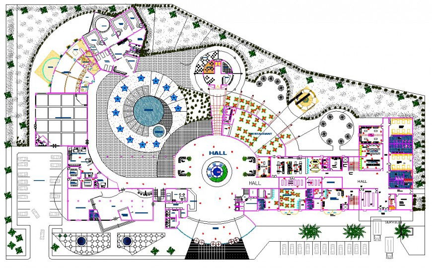 Resort top view plan in AutoCAD file .