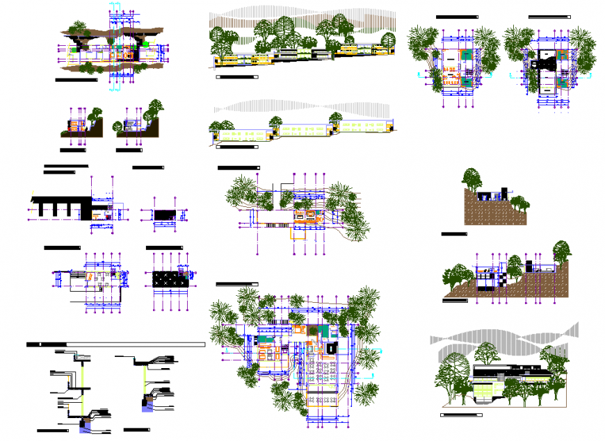 Resort working detail drawing in dwg AutoCAD file.