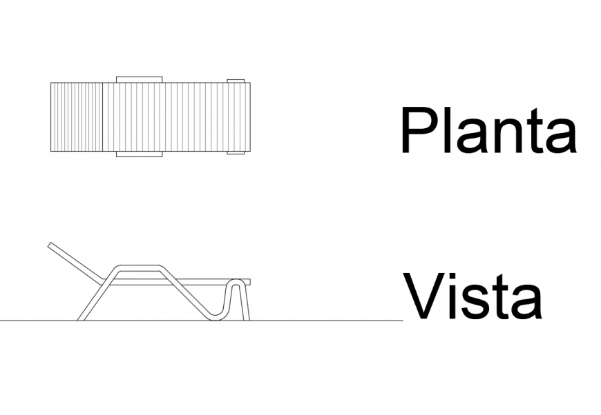 Rest bench wooden top and side view elevation cad drawing details dwg file