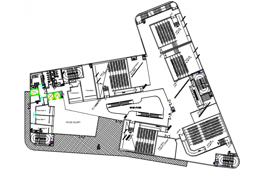 Restaurant area plan in auto cad