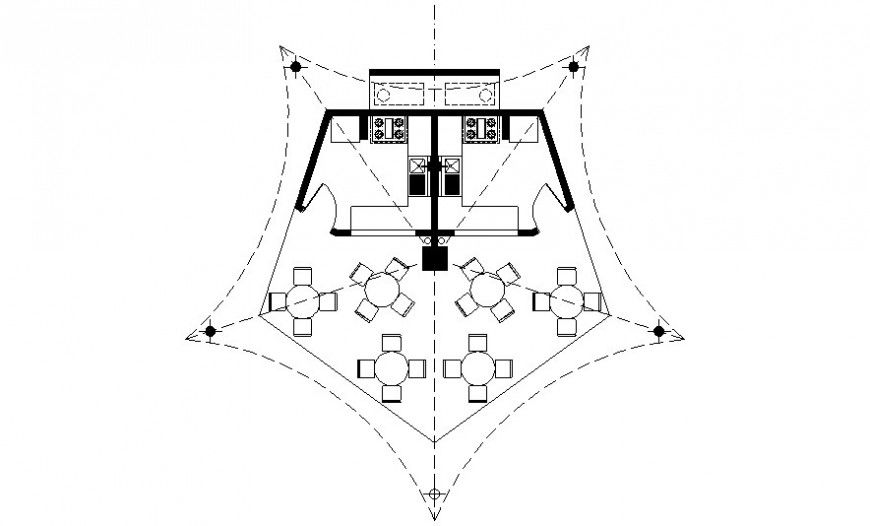 Restaurant bar building details work plan drawing in autocad