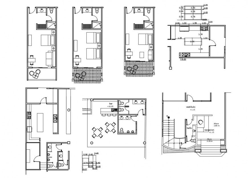 Restaurant bar detail plan 2d view CAD block autocad file