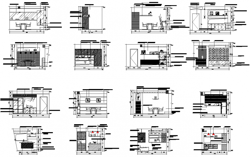 Restaurant bar elevation and section autocad file
