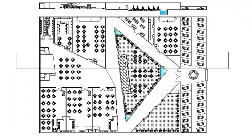 Restaurant building block detail 2d view working plan autocad file
