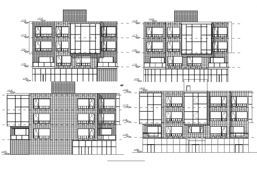 Restaurant building detail elevation and plan autocad file