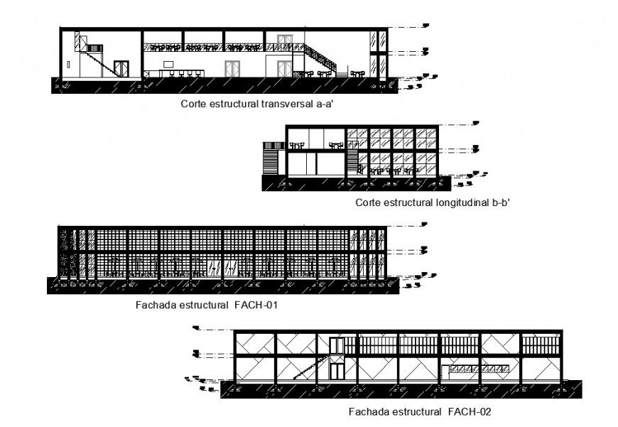 Restaurant building detail elevation and section 2d view CAD block autocad file