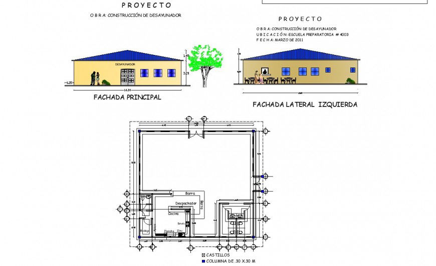 Restaurant building plan and elevation detail 2d view CAD structural block dwg file