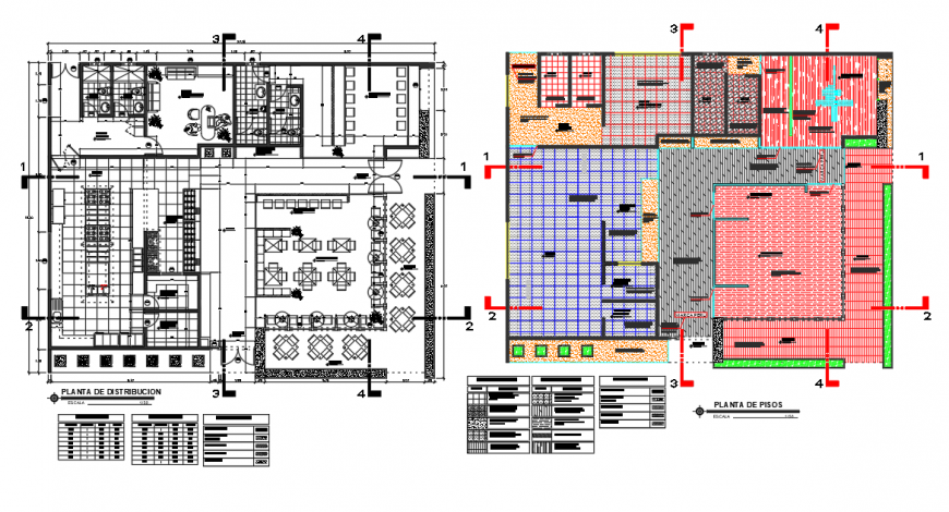 Restaurant building plan detail 2d view CAD structural unit block autocad file