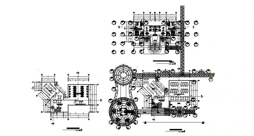 Restaurant building plan detail 2d view layout file in Autocad format