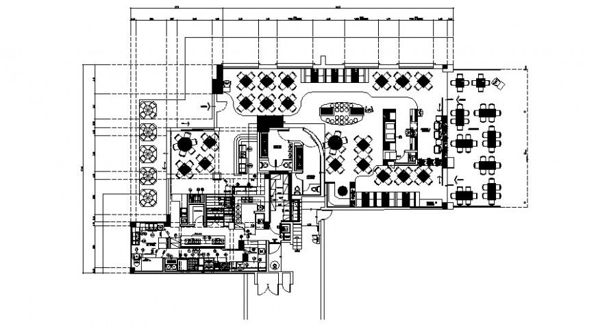 Restaurant building working plan detail drawing in autocad format
