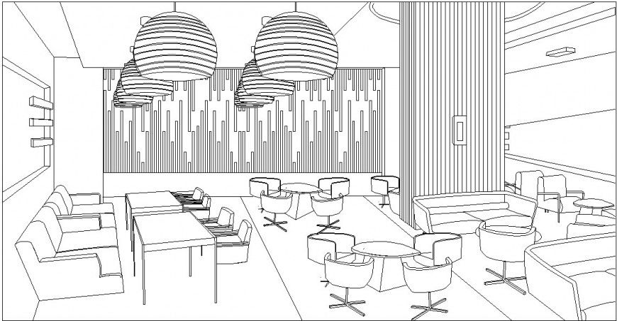 Restaurant detail of a hotel furniture detail dwg file