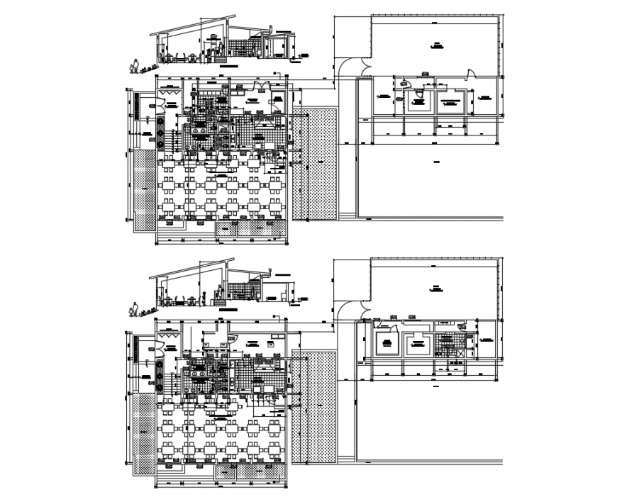 Restaurant dining area layout plan with interior cad drawing details dwg file