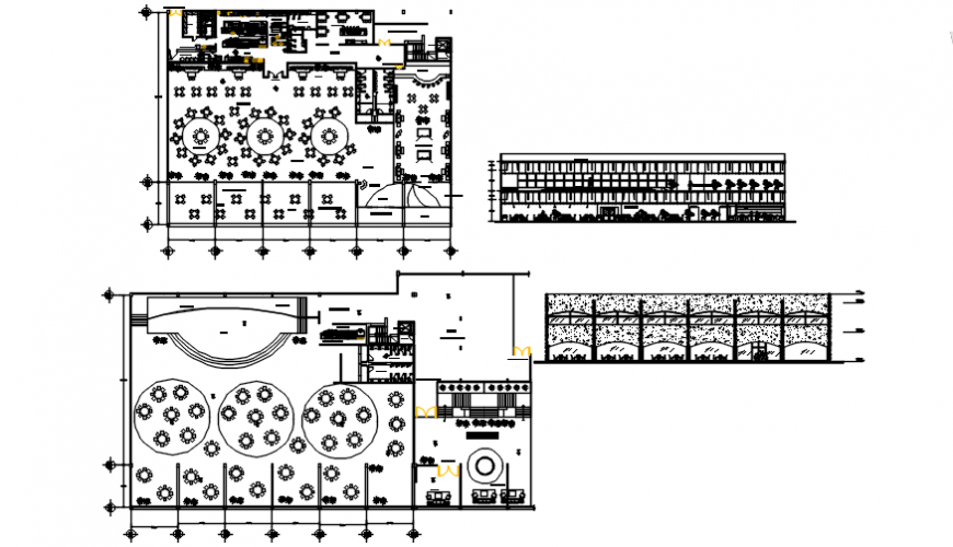 Restaurant floor plan and elevation in auto cad