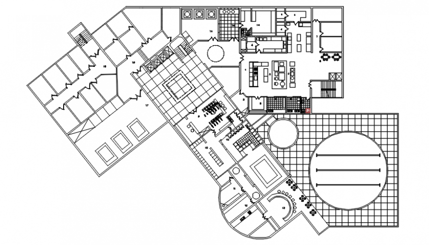 Restaurant floor plan in auto cad