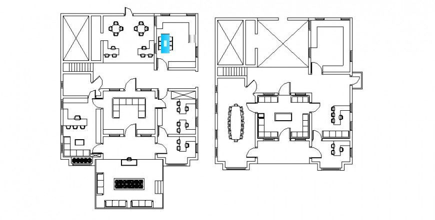 Restaurant floor plan in AutoCAD software
