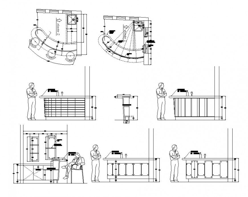 Restaurant furniture detail 2d view CAD block autocad file