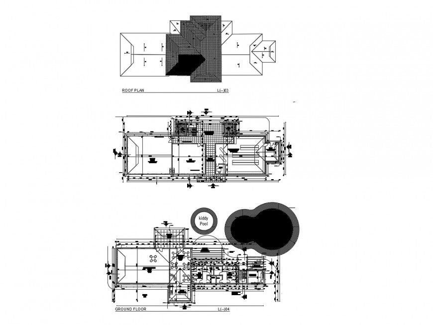Restaurant Ground Floor and Roof Plan CAD Drawing File