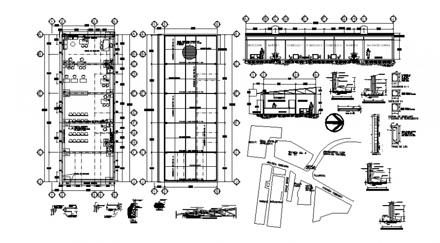 Restaurant interior sectional detail and plan