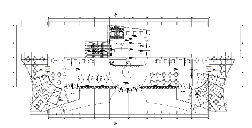 Restaurant layout plan in dwg AutoCAD file.