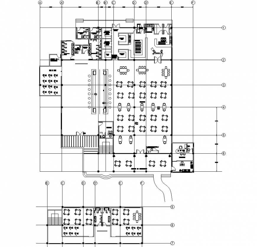 Restaurant lounge bar drawing in dwg file.