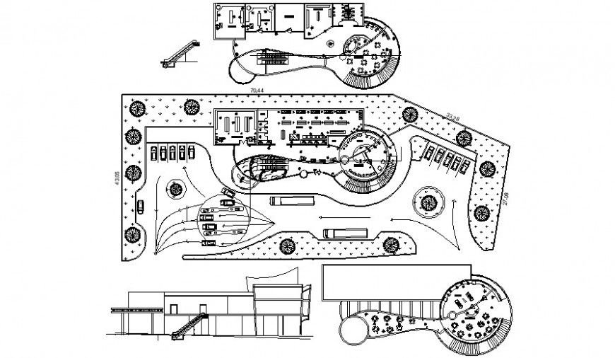 Restaurant main section and floor plan cad drawing details dwg file