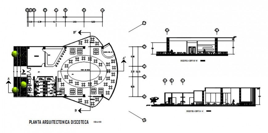 Restaurant of five star hotel section and plan cad drawing details dwg file