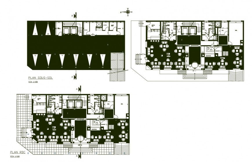 Restaurant of hotel Medina floor distribution plan cad drawing details dwg file