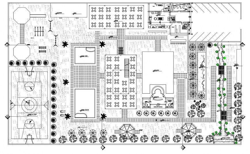 Restaurant of three star hotel distribution layout cad drawing details dwg file