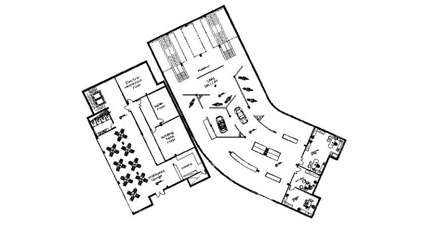 Restaurant parking and seating area layout plan drawing in dwg AutoCAD file.