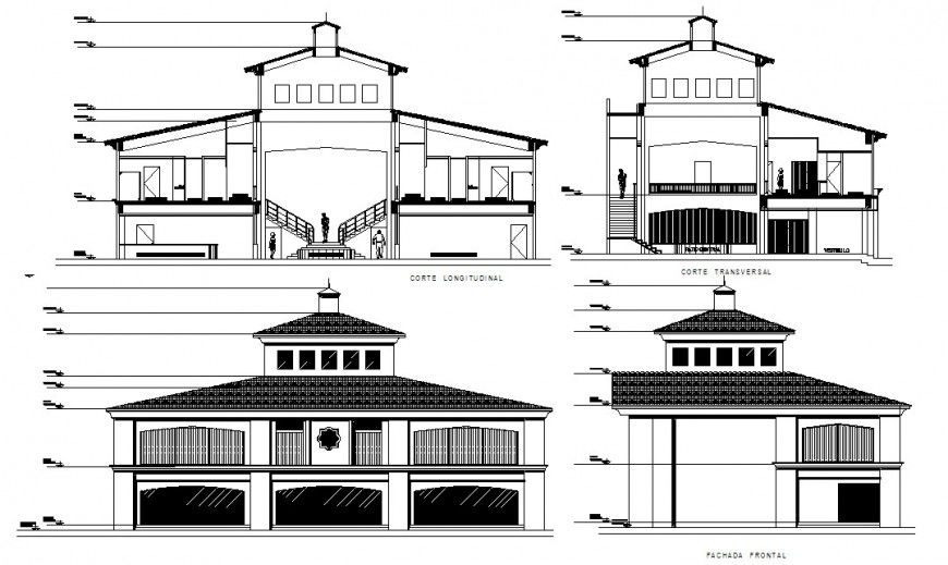 Restaurant project section and elevation design detail cad file