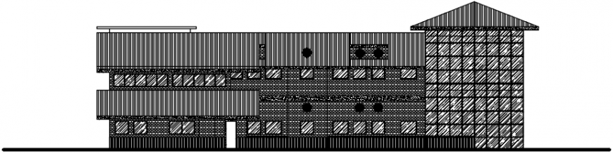 Restaurant right side elevation cad drawing details dwg file