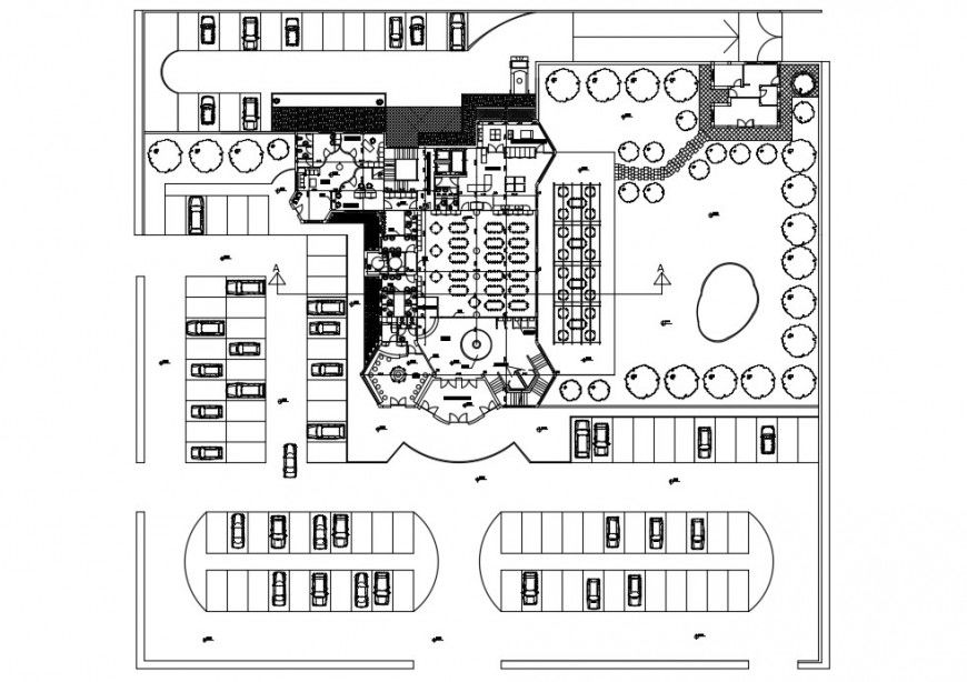 Restaurant sectional plan dwg file In Autocad format