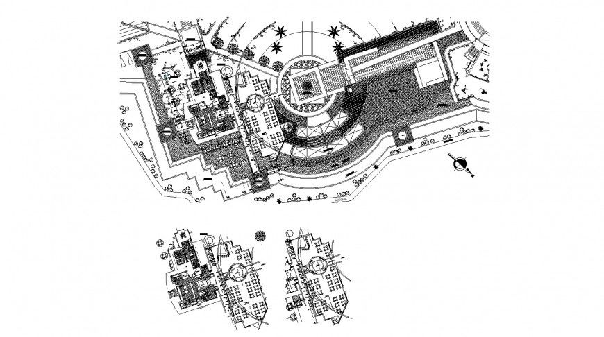 Restaurant site plan detail view in dwg AutoCAD file.