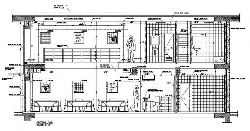 Restaurant two story front section cad drawing details dwg file