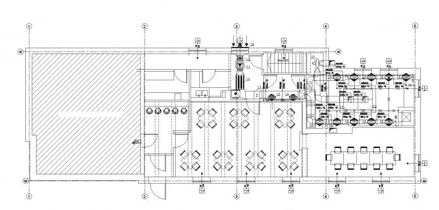 Restaurant ventilation layout plan detail drawing in dwg AutoCAD file.