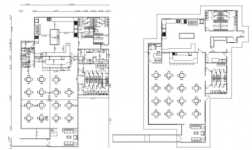 Restaurant working plan drawing in dwg file.