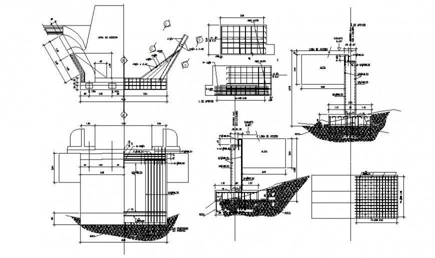 Retaining wall and other RCC structure autocad file