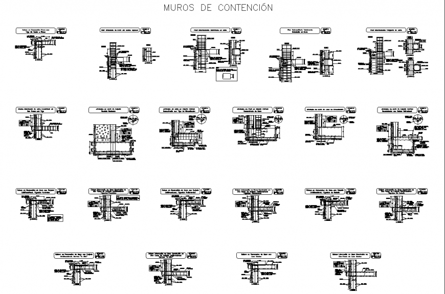 Retaining wall drawing in dwg AutoCAD file.