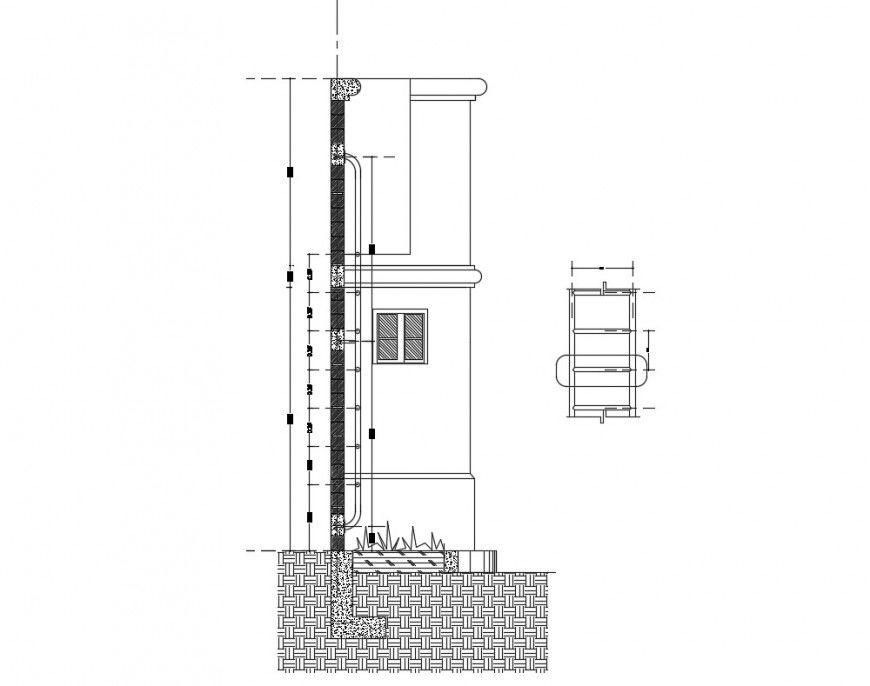 Retaining wall section-constructive details dwg file